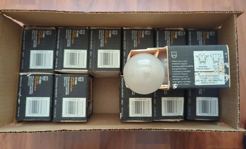 NOS 24 Philips Heavy Duty Rough Service 75 Watt Incandescent Frosted Bulbs USA