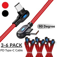 90 Degree Right Angle USB C to USB Type C Cable PD 60W Fast Charging Cord 3-6Pcs