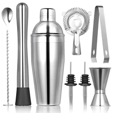 Cocktail Shaker Set 8-Piece Bar Set Practical Bartender Kit Includes Many Bar...