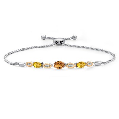 925 Silver and 10K Yellow Gold Orange Red Madeira Citrine and Citrine and Lab