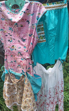 Four Sweet Grandma's Vintage Aprons, 3 Handmade Cotton 1 Chiffon Hostess