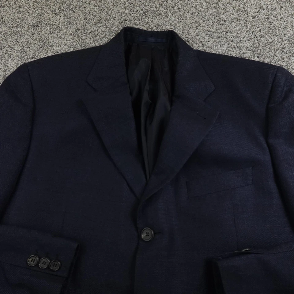 Hugo Boss Blazer Mens 42R 52 Blue Vinci Wool Linen Blend Sport Coat Suit Jacket - Image 3 of 4