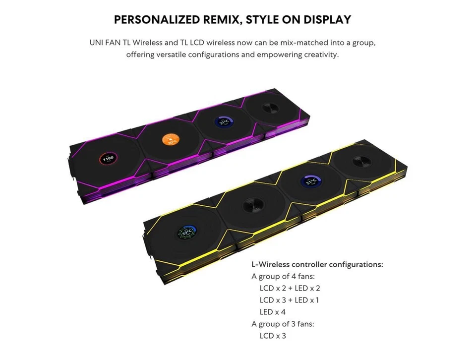 Lian Li UNI Fan TL - LCD Wireless 140 - Single Pack (Reverse Blade) - 2.4 GHz - Image 4 of 4