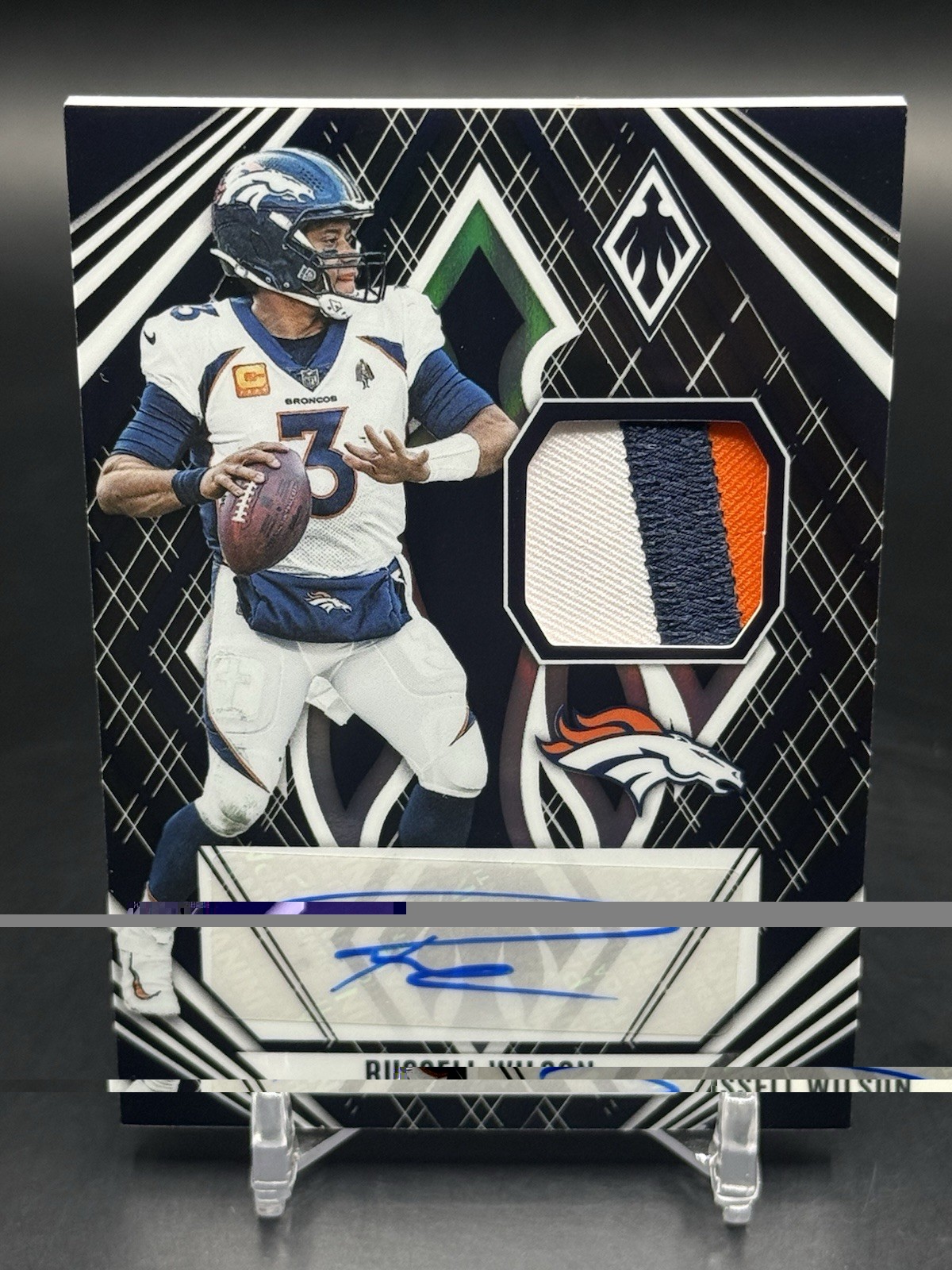 2023 Panini Phoenix Patch Auto Black Prizm RUSSELL WILSON 5/10 NY GIANTS 🔥