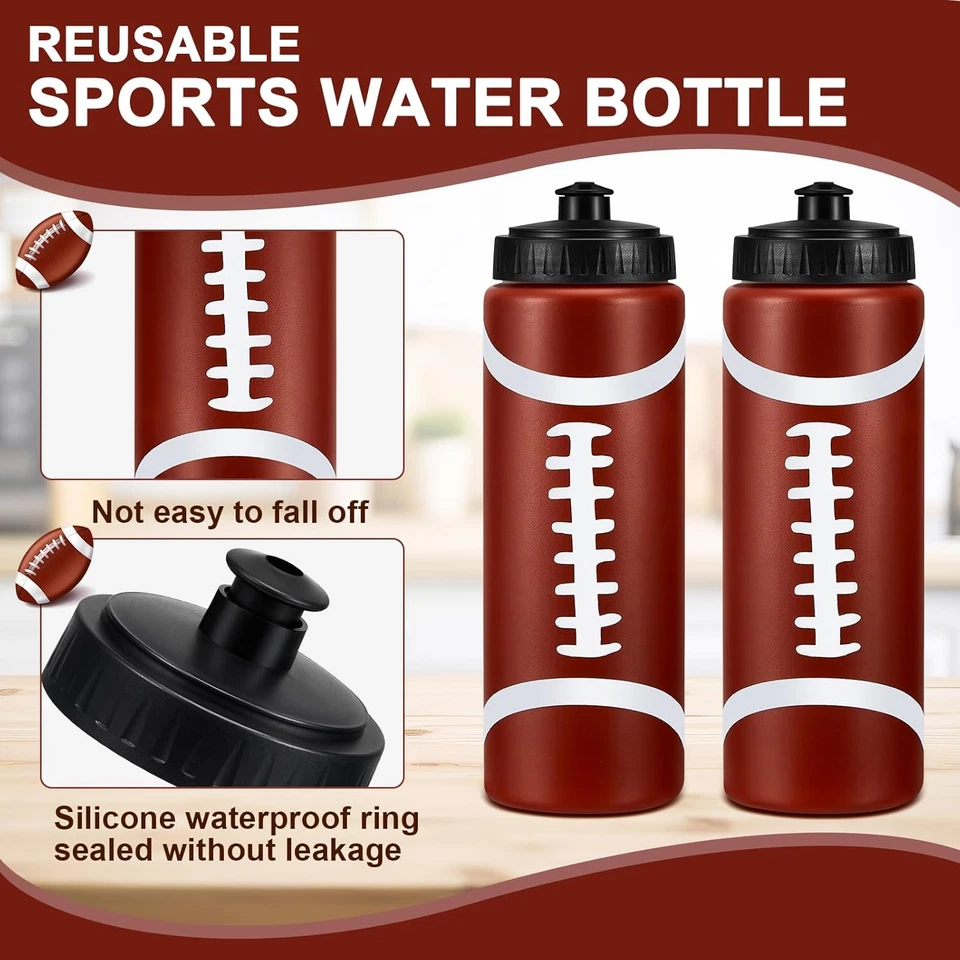 Botella de agua de fútbol americano, ​​favores de fiesta de fútbol a granel, 20 OZ enjugador reutilizable sin Bpa Foto 3 de 4