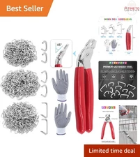 Hog Ring Pliers Kit Steel Rings Upholstery Fencing DIY Craft Furniture