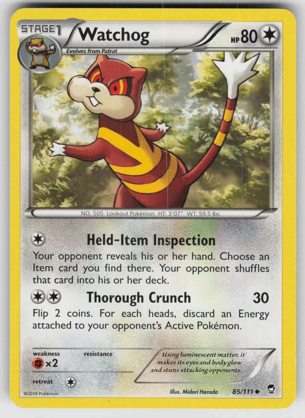 Watchog 85/111 Uncommon Furious Fists Pokemon Moderately Played
