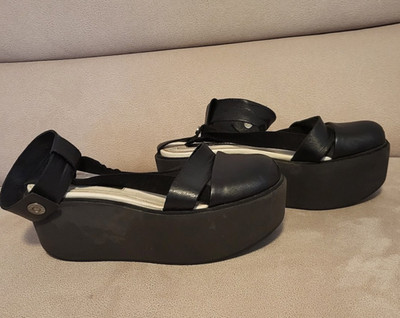 Sandalen flacher Plateau-Absatz  Gr.41 schwarz Jil Sander Navy