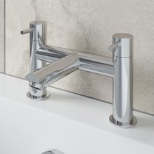 Modern Chrome Bathroom Sink Twin Taps Bath Filler Shower Mixer Basin Mini Mixer