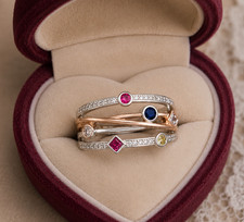 Anillo Plata Oro Rosa Amarillo Azul Rosa Transparente Burbujas Apilables Todos los Tamaños