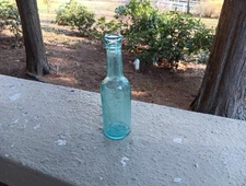 VINTAGE AQUA GLASS LEA PERRINS WORCESTERSHIRE BOTTLE