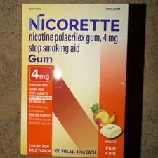 Nicorette Smoking Cessation Aid 4MG Fruit Gum - 100 Count