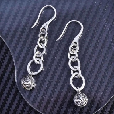 vintage Lois Hill sterling silver 925 entwined circle beaded circle earrings