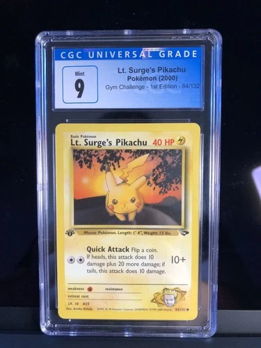 CGC 9 MINT Lt. Surge's Pikachu Gym Challenge 1st Edition Pokemon 84/132  -214