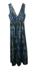 Shein Small Green Blue Tropical Sleeveless Maxi Dress