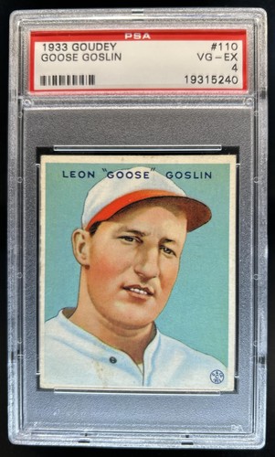 1933 Goudey R319 Goose Goslin Rookie RC #110 Senators PSA 4