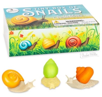 Mini Snail Figurines in Matchbox   3-Piece Cute Toy Set by Archie McPhee