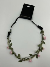 Forever 21 Floral Headband Pink Flowers Green Leaves NEW