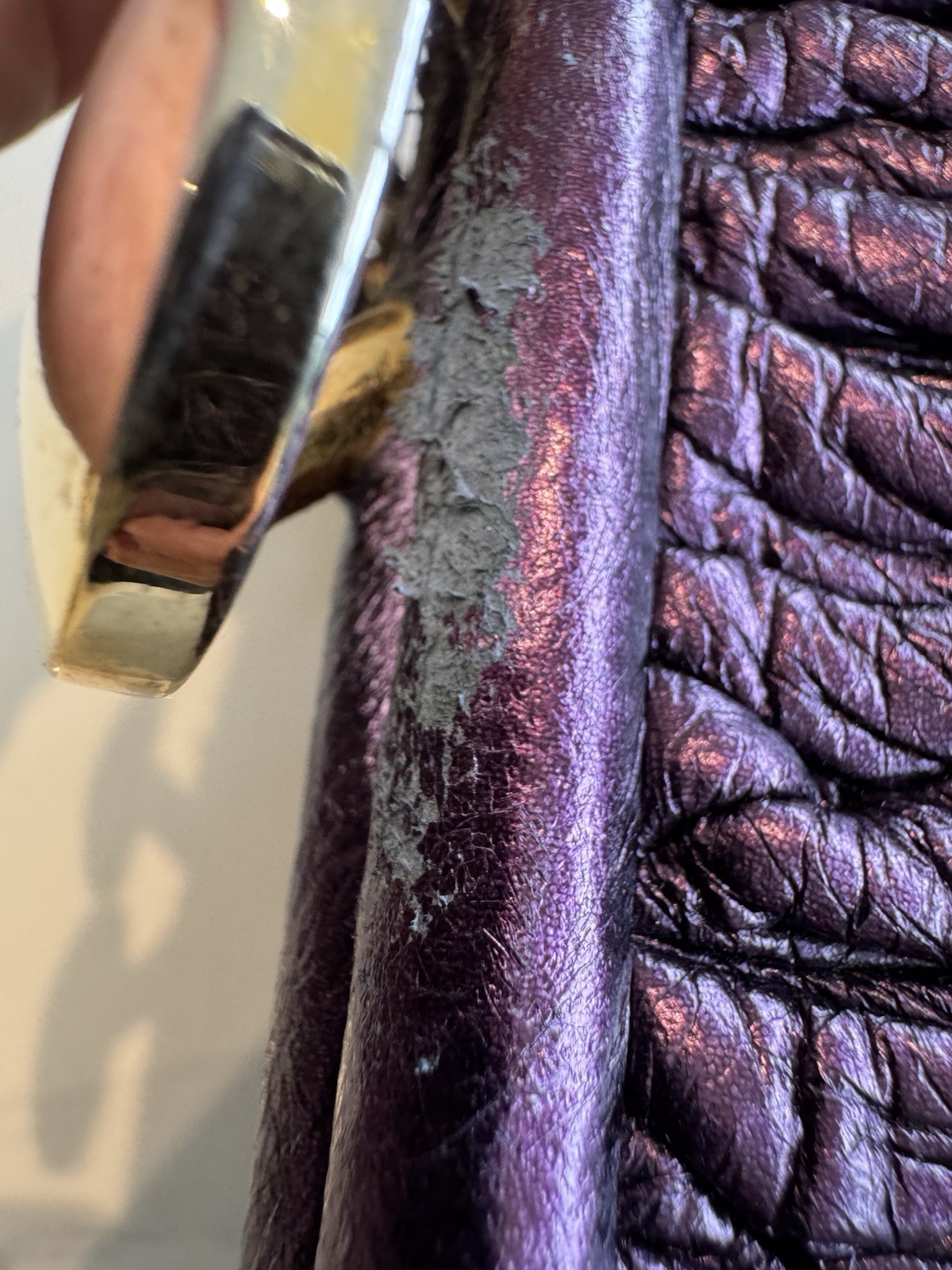 Marc Jacobs STAM Purple Leather Quilted Shoulder Bag Gold Chain Strap Zip image 6