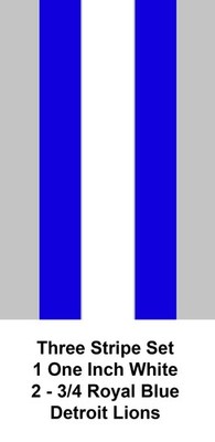 Full Size Three Piece Football Helmet Stripes - 1 White 2 Royal Blue D Lions