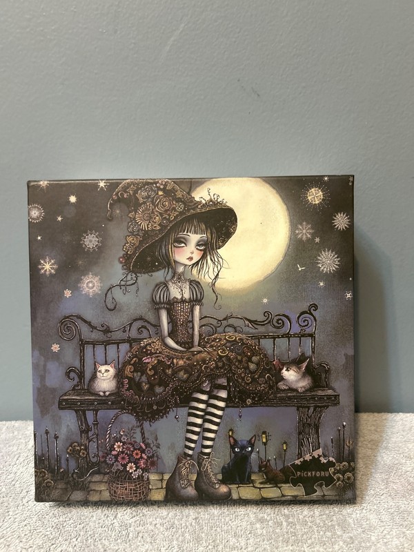 Moonlit Gothic Girl Jigsaw Puzzles 1000 Pieces, Vintage Dark Art Puzzles for Adu