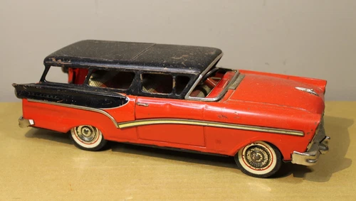 Vintage Bandai Tin Litho Ford Falcon Toy Friction Car Made in Japan  - As Is -