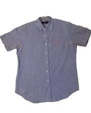 Polo by Ralph Lauren Short Sleeve Button Up Mens Medium Blue White Checkered