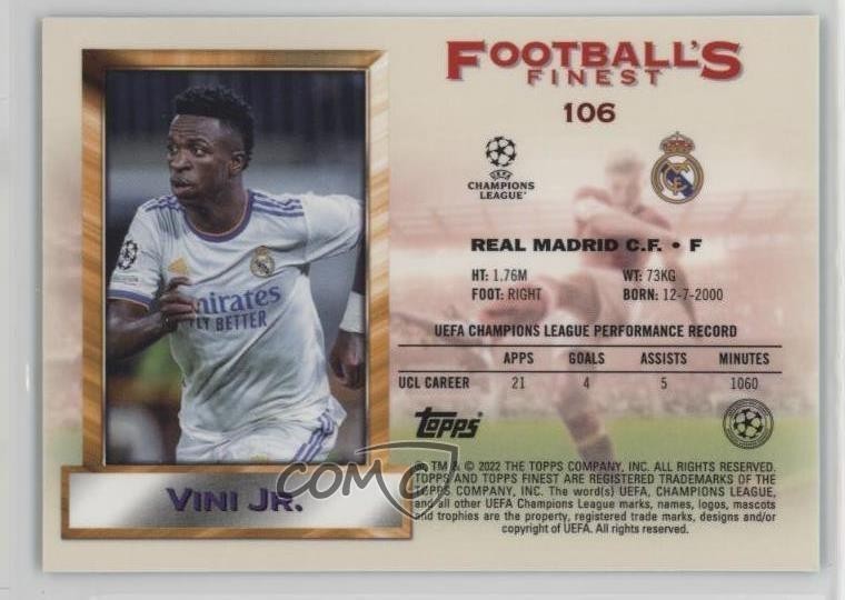 2021 Finest Flashbacks UEFA Champions League All-Stars Vinicius Junior Vini Jr view 2