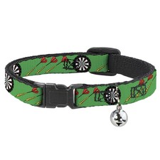 Cat Collar Breakaway with Bell Darts Green/Multi Color NARROW Fits 8.5-12"