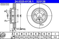 2X Bremsscheibe Powerdisc ATE 24.0325-0138.1 FüR BMW E46 Z4 E85 E86 3Er Touring