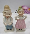 Vintage Japanese Happy Mad Elderly Couple Salt & Pepper Shakers — photo 2
