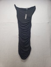 Fashion Nova Women Dresses M Black Ruched One Shoulder Gathered Details Cocktail