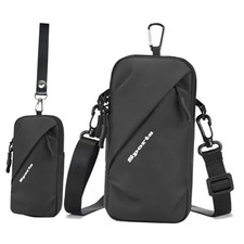 Cell Phone Sleeve Pouch with Adjustable Crossbody Strap Neck Lanyard and Black