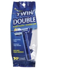 Assured Twin Blade Disposable Razors with 1 Count Pack of 10 , Blue