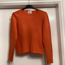 N.Peal Womens Cropped Cashmere Orange Jumper Size M Excellent Condition