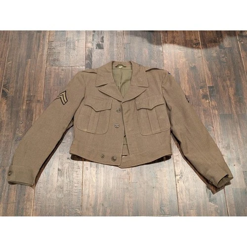 Vintage 1940s WWII Military Jacket USAAF Ike Jacket Mens Small 36R Wool Cropped
