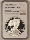 1986-S $1 PROOF AMERICAN SILVER EAGLE, 1 OZ .999 - NGC PF-70 ULTRA CAMEO!