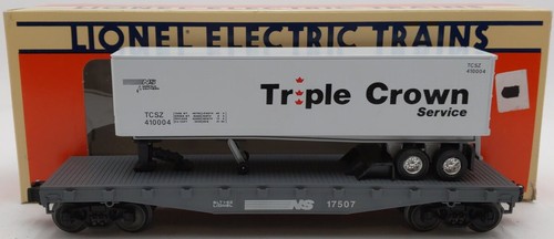 Coche plano Lionel 6-17507 calibre O Norfolk Southern con remolque triple corona #410004 | Condition: Used