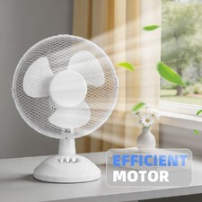 9 Inch Air Cooling Oscillating Table Desk Fan For Home Office 2 Speed Tilt White