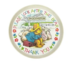 VTG Paddington Bear Melamine Raised Rim Plate Eden Toys 1981 SiLite 3101