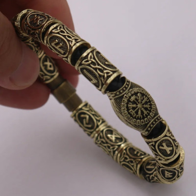 Antikes Bronze Wikinger Runen Perlen Armband - nordische Mythologie - inspiriert