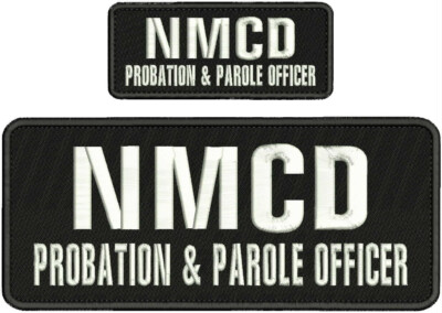 N M C D P & P OFFICER EMBROIDERY PATCH 4X10 AND 2X5 HOOK ON BACK BLK/WHITE