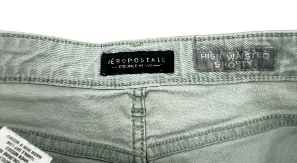 Pantalones Cortos Aeropostale Cintura Alta Mujer Verde Denim Envejecido 8 Foto 3 de 4
