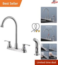High Arc Kitchen Faucet with Side Sprayer - Stain-Resistant - Brushed Nickel