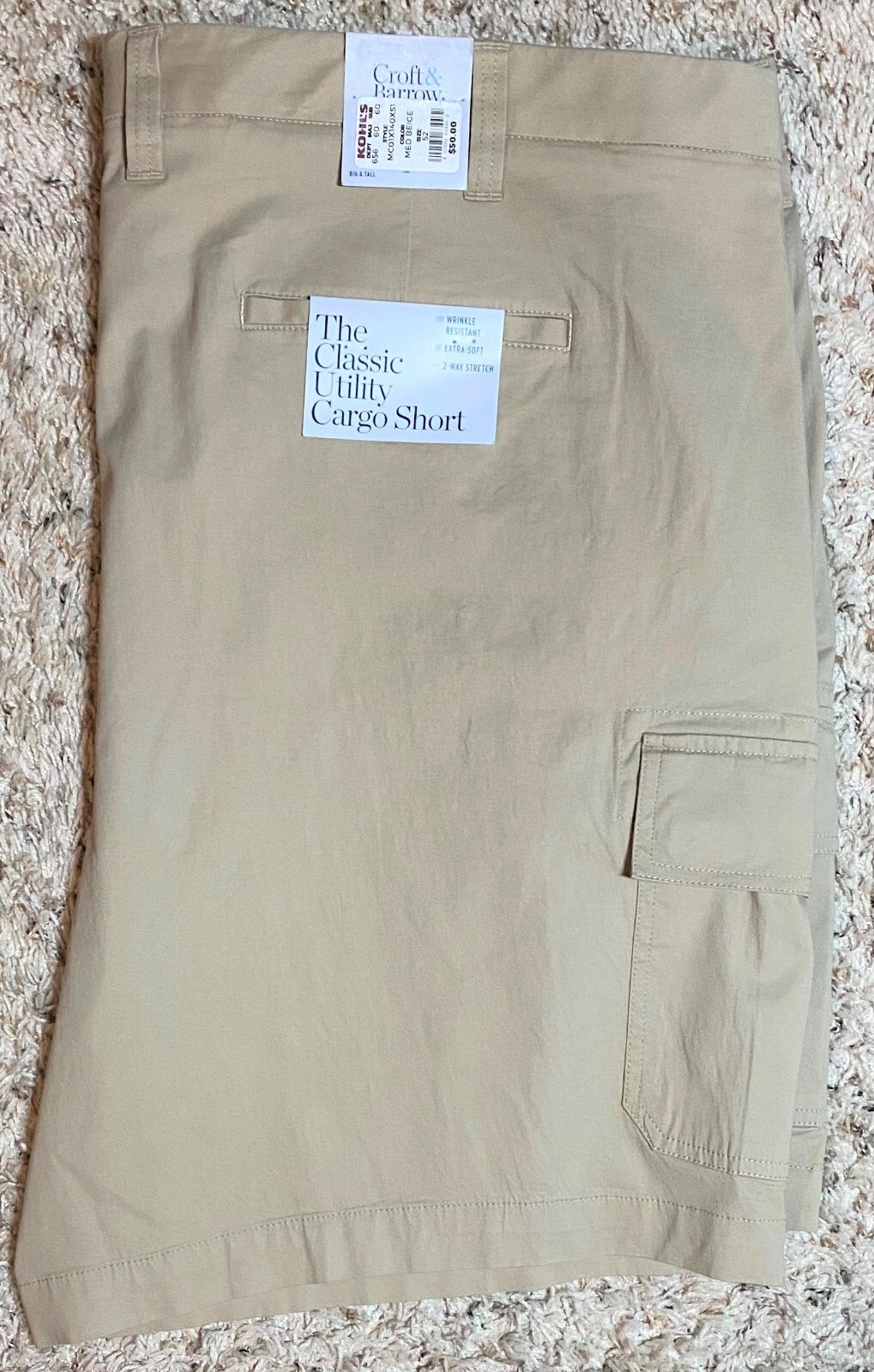 Men's Croft & Barrow Big & Tall Classic Utility Cargo Shorts, Size 52, NWT eBay