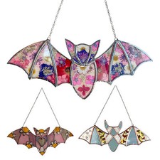 Halloween Bat Sun Catcher Decoration Acrylic Colorful Bat Wall Art Sun Catcher