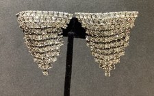 VINTAGE Pair of MUSI Shoe Clips Prong Set Rhinestones Cascade