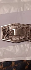 SJ Groves & Sons PEWTER  Belt BucklE.. Vtg 1984 ..SAFETY ACHIEVEMENT...