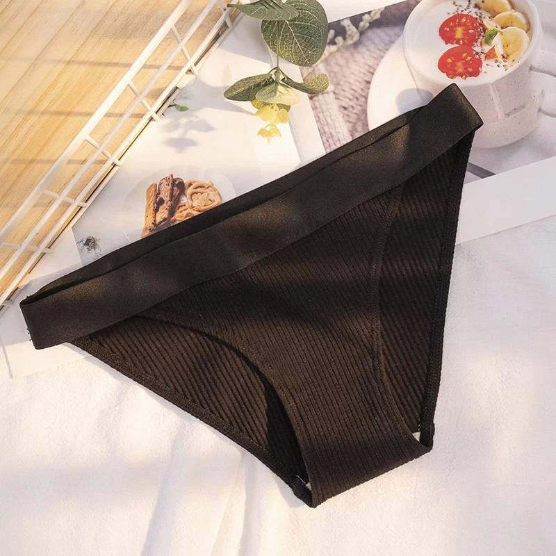 Women Comfortable Cotton Solid Underwear Sexy Underpants High-Elastic - Image 3 of 4