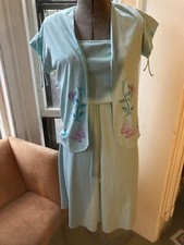 Vintage 1970s Baby Blue Prairie Hippie Summer Dress Maxi S Cottagecore Sundress